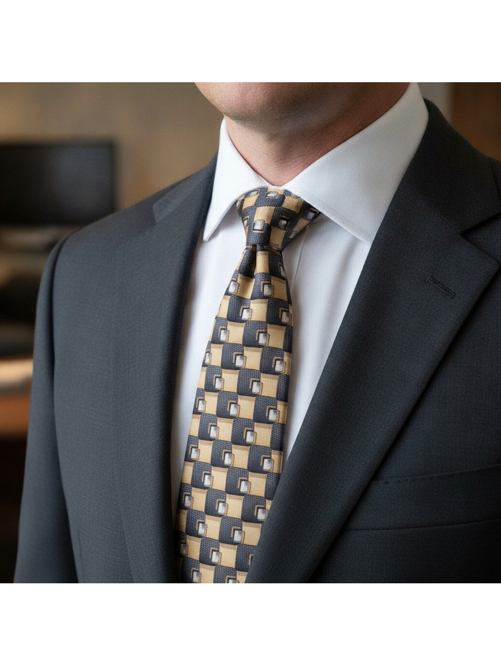 Meeting Street hand made geometric necktie